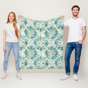 Pretty Vintage Inspired Floral Pattern Fleece Blanket