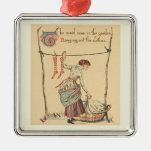 Pretty Vintage Lady Metal Ornament