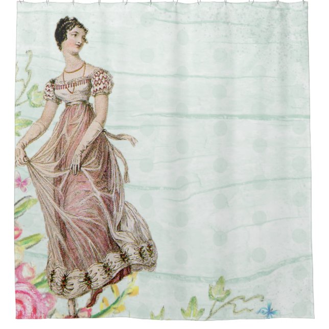 Pretty Vintage lady shower curtain (Front)