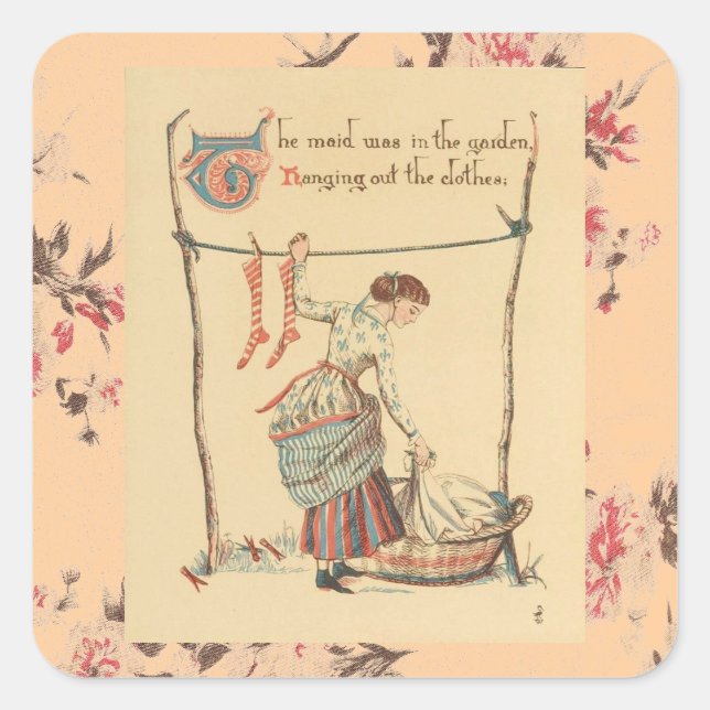 Pretty Vintage Lady Square Sticker (Front)