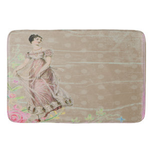 Pretty vintage lady  taupe Victorian  Bathroom mat