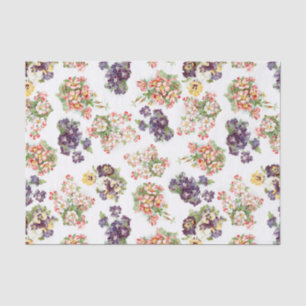 Pretty Vintage Mixed Flowers Tissue Paper