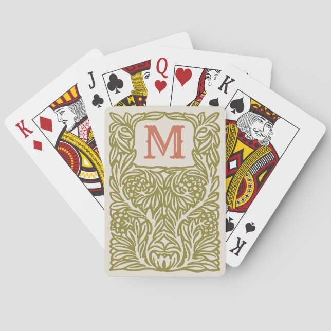 Pretty Vintage Monogrammed Any Custom Colour Playing Cards (Back)