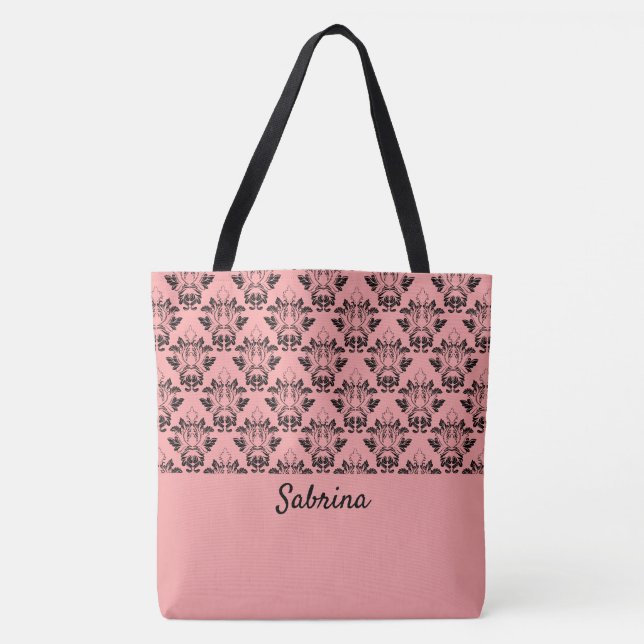 Pretty Vintage Pattern Monogrammed Tote Bag (Front)