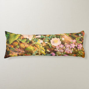 Pretty Vintage petunias flowers floral painting Body Pillow