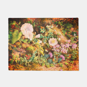 Pretty Vintage petunias flowers floral painting Doormat
