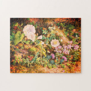 Pretty Vintage petunias flowers floral painting Jigsaw Puzzle
