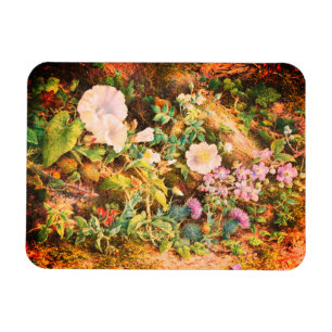 Pretty Vintage petunias flowers floral painting Magnet