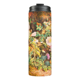 Pretty Vintage petunias flowers floral painting Thermal Tumbler