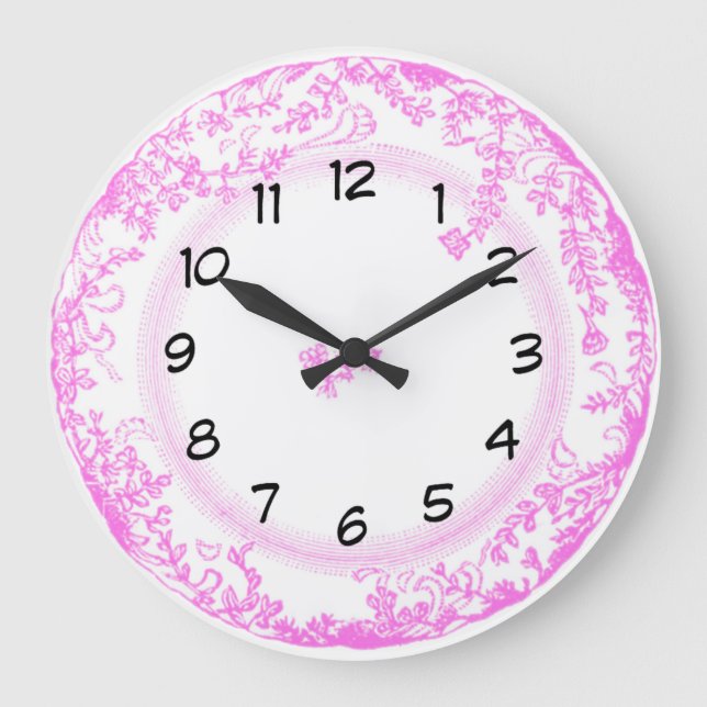 pretty vintage pink delft plate clock (Front)