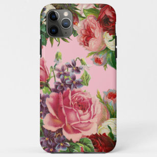 Pretty Vintage Pink Red Purple Flowers Case-Mate iPhone Case