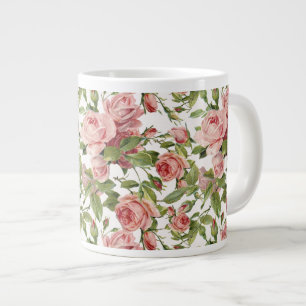 Pretty Vintage Pink Roses Large Coffee Mug