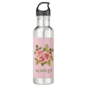 Pretty Vintage Pink Roses Personalized   710 Ml Water Bottle