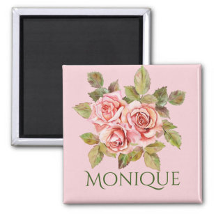 Pretty Vintage Pink Roses Personalized  Magnet
