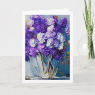 Pretty Vintage Purple Flowers   Happy Birthday Card