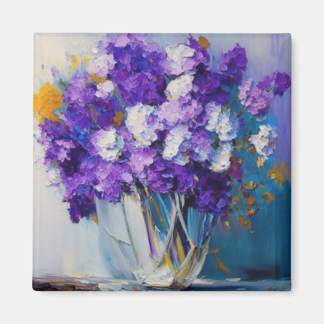 Pretty Vintage Purple Flowers Magnet (Front)