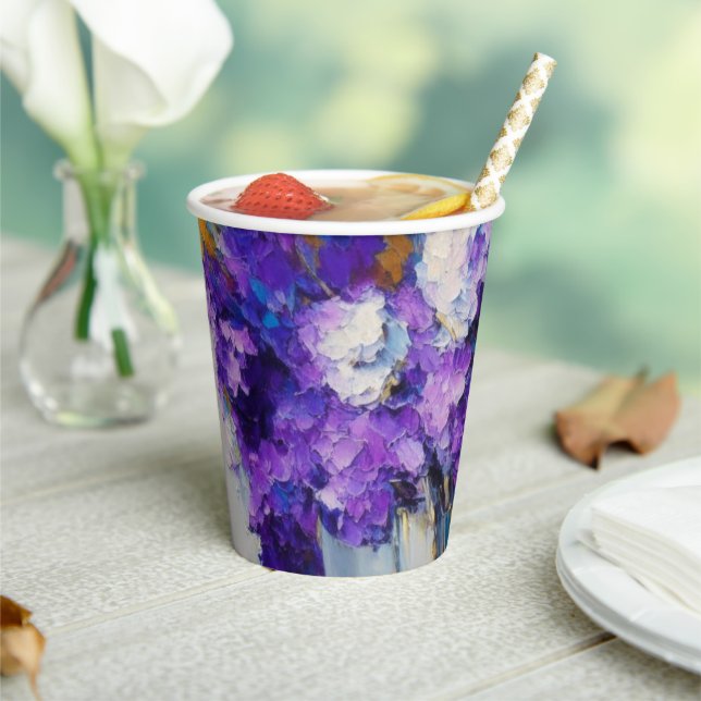 Pretty Vintage Purple Flowers Paper Cups (Insitu)
