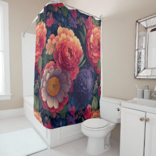 Pretty vintage red Orange purple mum peony floral