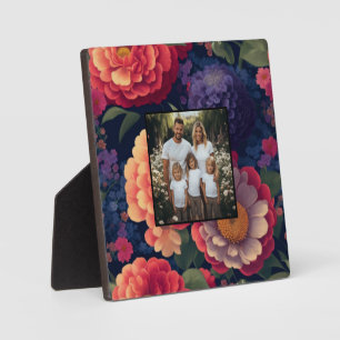 Pretty vintage red purple floral personalize photo plaque