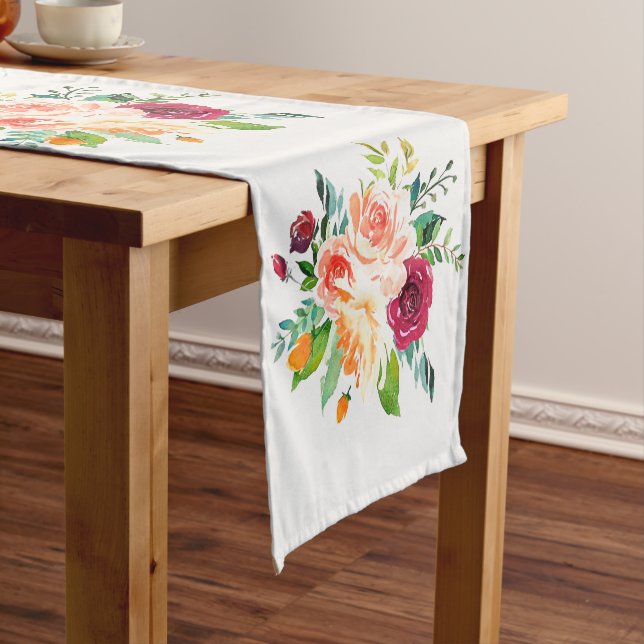 Pretty Vintage Roses Pattern Short Table Runner (In Situ)