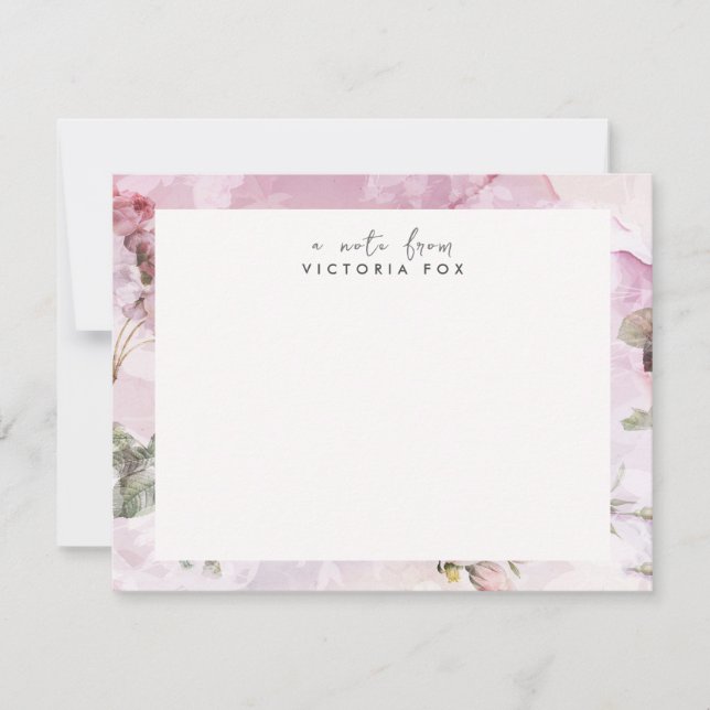 Pretty Vintage Roses Personalized Stationery Card (Front)