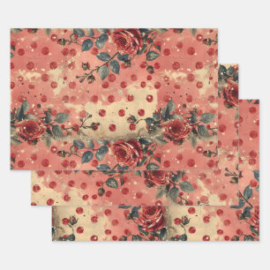 Pretty Vintage Shabby Chic Valentines  Wrapping Paper Sheet