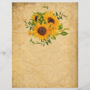 Pretty Vintage Style Sunflower Scrapbook Paper