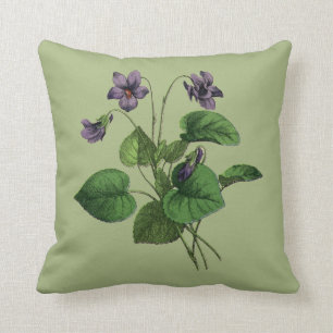 Pretty Vintage Violets Flower Floral Botanical  Throw Pillow