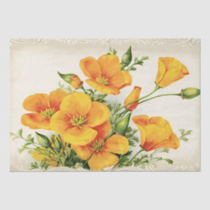 Pretty Vintage Yellow Flowers Tissue Paper