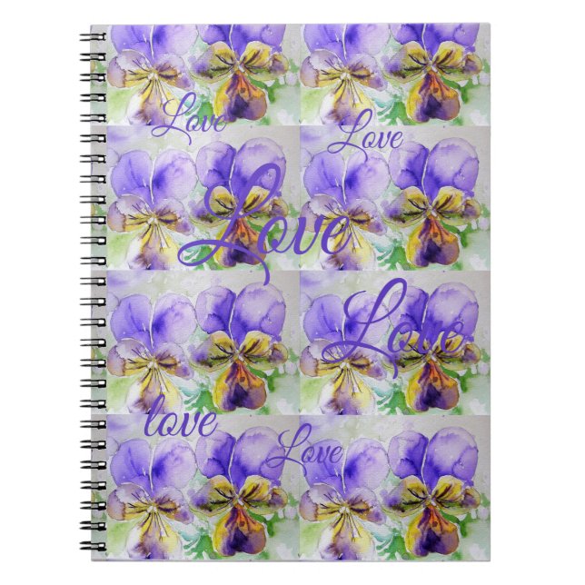 Pretty Viola Flower Floral Purple Pattern Love Notebook (Front)