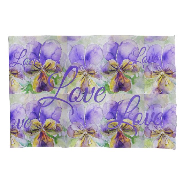 Pretty Viola Flower Floral Purple Pattern Love Pillowcase (Front)