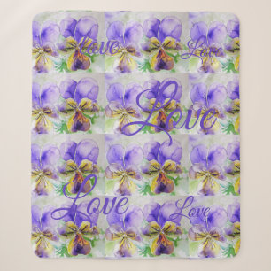 Pretty Viola Flower Floral Purple Pattern Love Sherpa Blanket