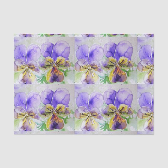 Pretty Viola Flower Floral Purple Pattern Violas Tissue Paper (Front)