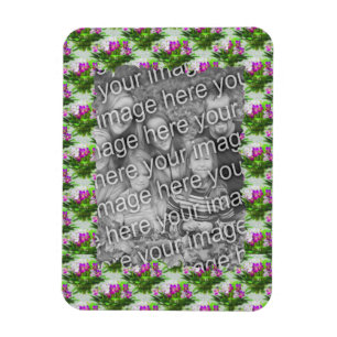 Pretty Violet Flowers Frame Add Your Photo Magnet