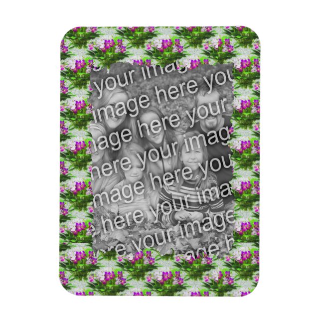 Pretty Violet Flowers Frame Add Your Photo  Magnet (Vertical)