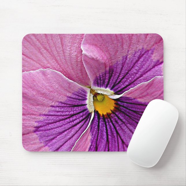Pretty Violet Purple Pink Pansy Flower Design Mouse Pad (With Mouse)