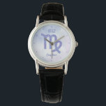 Pretty Virgo Astrology Sign Personalized Purple Watch<br><div class="desc">This pretty,  personalized purple and lavender Virgo watch features your astrological sign from the Zodiac in a beautiful sparkle like the constellations. Customize this cute wristwatch gift with your name in beautiful cursive script for someone with a late August or early September birthday.</div>