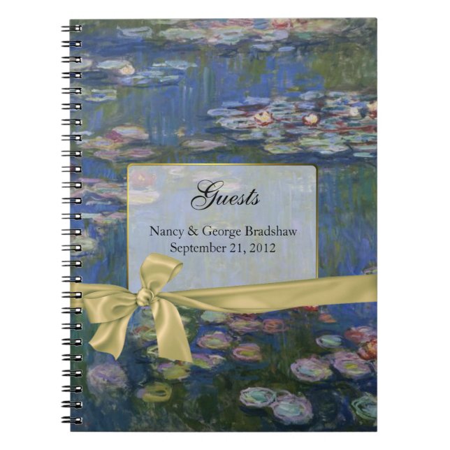 Pretty Water Lilies Wedding Guest Sign In Notebook (Front)