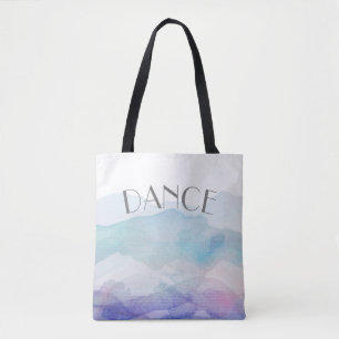 pretty watercolor artistic blue and purple dance tote bag