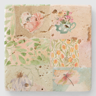 Pretty watercolor background Botanical artwork Stone Coaster