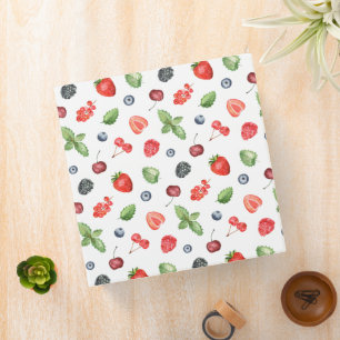 Pretty Watercolor Berry Pattern Kitchen Recipe Binder