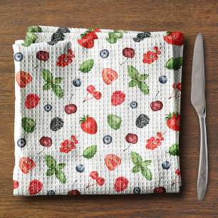 Pretty Watercolor Berry Pattern Kitchen Towel