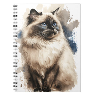 PRETTY WATERCOLOR BIRMAN CAT NOTEBOOK