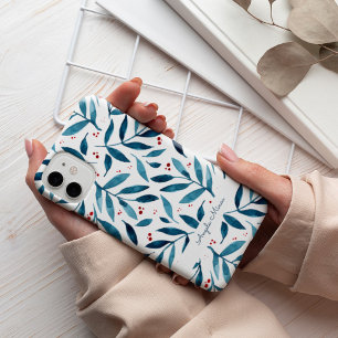 Pretty watercolor branches – turquoise and red  iPhone 13 case