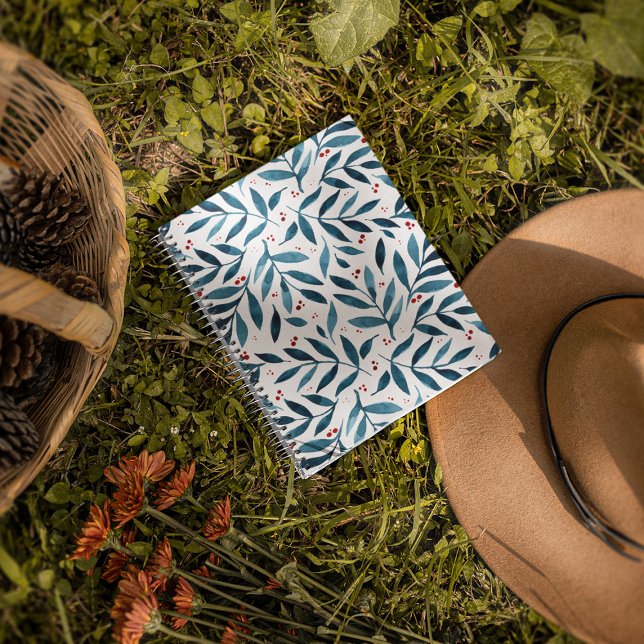 Pretty watercolor branches – turquoise and red  notebook (Creator Uploaded)