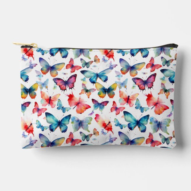Pretty Watercolor Butterflies Pattern Accessory Pouch (Front)