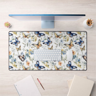 Pretty Watercolor Butterfly Floral Pattern Desk Mat