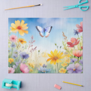 Pretty Watercolor Butterfly in Butterfly Garden Tissue Paper