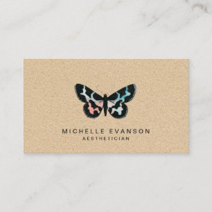 Pretty Watercolor Butterfly Logo Rustic Business Card