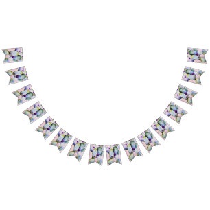 Pretty Watercolor Cactus & Purple Blossoms Bunting Flags